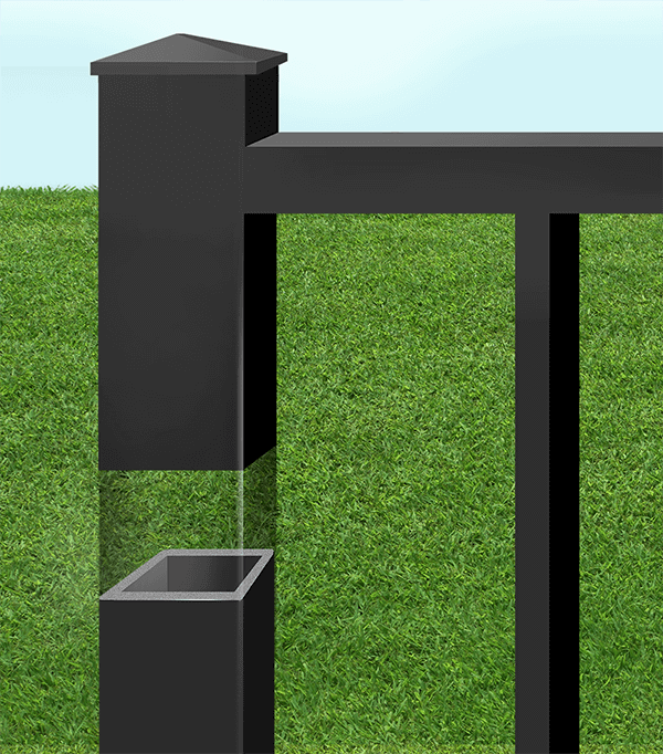 Decorative Steel fence post with concrete in North Carolina and South Carolina