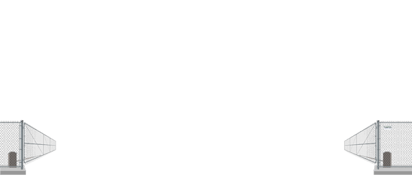 Automated chain link swing gate in open position