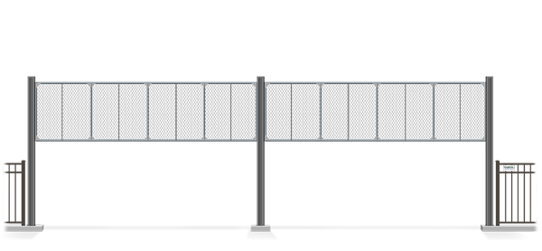 Automated chain link Vertical Lift gate in open position