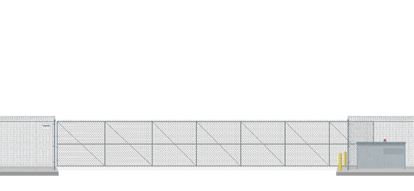 Automated chain link Vertical Pivot gate in closed position