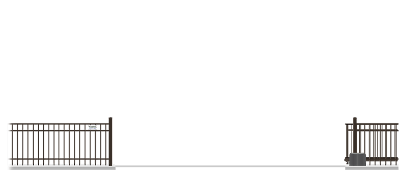 Automated Metal V-Track gate  in open position