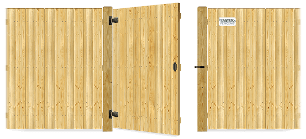 Wood gate in open position